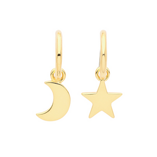 Star & Moon Hoop Earrings