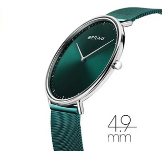 Bering Ultra Slim Green Watch | 19739-808 | Dark Green Mesh Watch