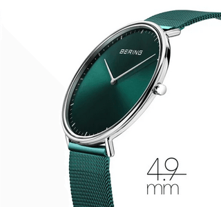 Bering Ultra Slim Green Watch | 19739-808 | Dark Green Mesh Watch