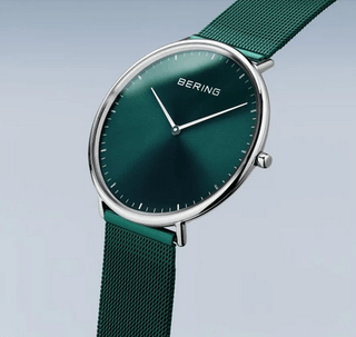 Bering Ultra Slim Green Watch | 19739-808 | Dark Green Mesh Watch