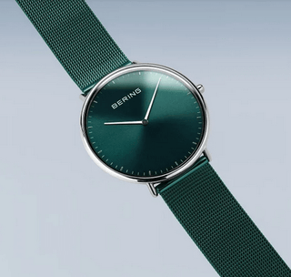 Bering Ultra Slim Green Watch | 19739-808 | Dark Green Mesh Watch