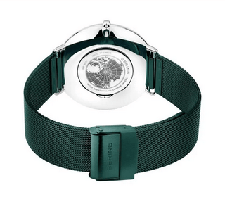 Bering Ultra Slim Green Watch | 19739-808 | Dark Green Mesh Watch