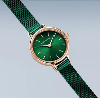 Bering Ladies Green & Rose Gold Watch | 11022-868 |Women's Green Watch 