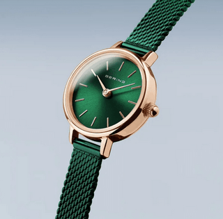 Bering Ladies Green & Rose Gold Watch | 11022-868 |Women's Green Watch 