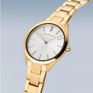 Bering Ladies Ultra Slim Gold Watch | 17231-734 | Patterned Dial Watch