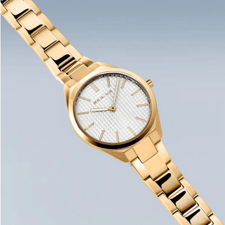 Bering Ladies Ultra Slim Gold Watch | 17231-734 | Patterned Dial Watch