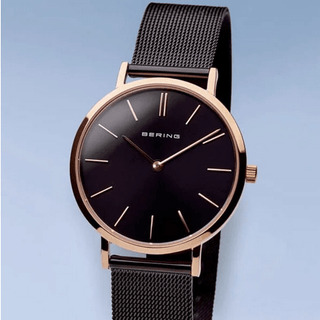 Bering Ladies Black & Rose Gold Watch | 14134-166 | Black Watches For Her