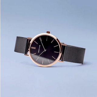 Bering Ladies Black & Rose Gold Watch | 14134-166 | Black Watches For Her