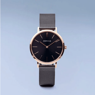 Bering Ladies Black & Rose Gold Watch | 14134-166 | Black Watches For Her