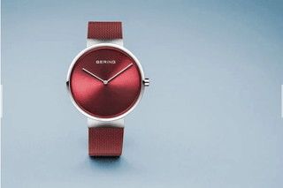 Bering Ladies Classic 39mm Red Mesh Watch | 14539-303 | Red Watches