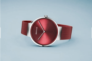 Bering Ladies Classic 39mm Red Mesh Watch | 14539-303 | Red Watches