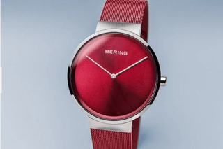 Bering Ladies Classic 39mm Red Mesh Watch | 14539-303 | Red Watches