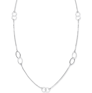 Silver Circles & Ovals Chain 42" Necklace