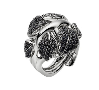Shaun Leane Silver Blackthorn Black Spinel Leaf Ring
