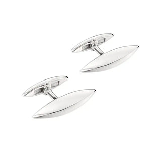 A pair of silver sterling cufflinks with a T-bar fastening.