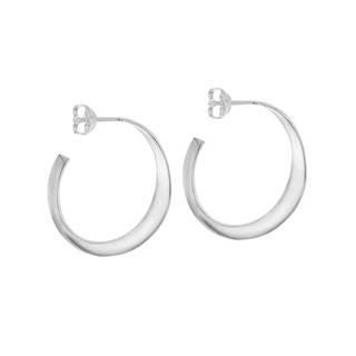 Silver 25mm Flat Twist Hoop Earrings