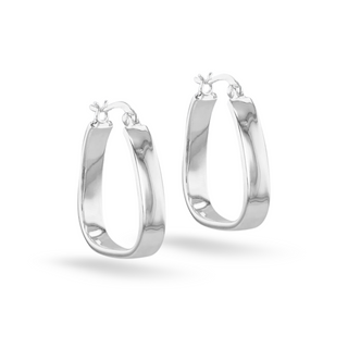 Silver 25mm Wide Square Hoops