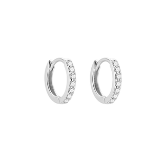 Silver 7mm CZ Huggie Hoop Earrings