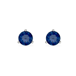 Silver Blue 3-Claw CZ Stud Earring