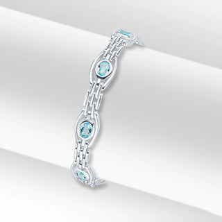 Silver Blue Topaz Gate Bracelet