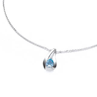 Silver Blue Topaz Pear Loop Necklace | Blue Topaz Jewellery