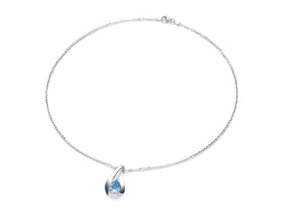 Silver Blue Topaz Pear Loop Necklace | Blue Topaz Jewellery