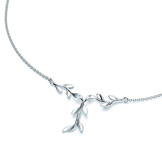 Silver Branched Leaves Necklace