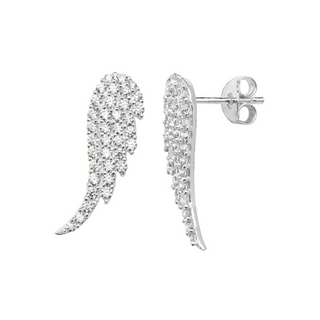 Silver CZ Angel Wing Earrings