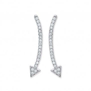 Silver CZ Curved Arrow Studs