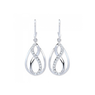 Silver CZ Infinity Drop Earrings