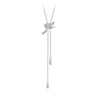 Silver CZ Knot Slider Necklace | Adjustable Silver Necklaces