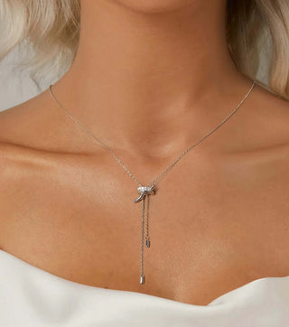 Silver CZ Knot Slider Necklace | Adjustable Silver Necklaces