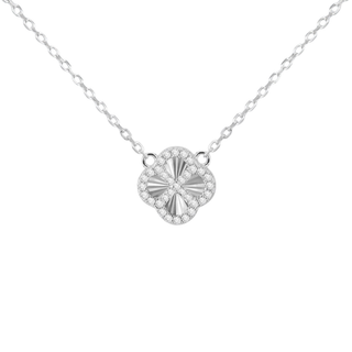 Silver CZ Rainbow Petals Necklace