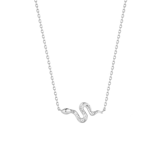Silver CZ Horizontal Snake Necklace