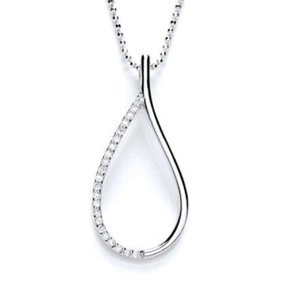 Silver CZ Waterdrop Pendant