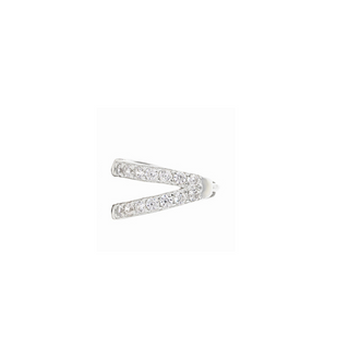 Silver CZ Double Hoop Single Earring | Single Hoop Earring