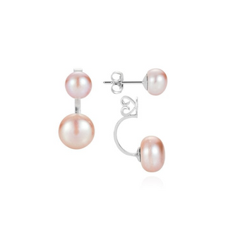 Silver Duo Pink Pearl Earrings