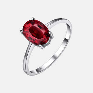 Sterling Silver Oval Garnet Ring