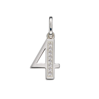 Silver CZ Number 4 Pendant