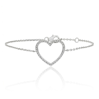 Silver Open Heart CZ Bracelet