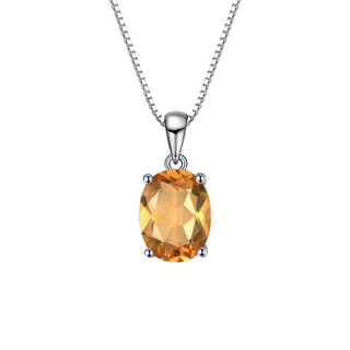 Silver Oval Citrine Pendant