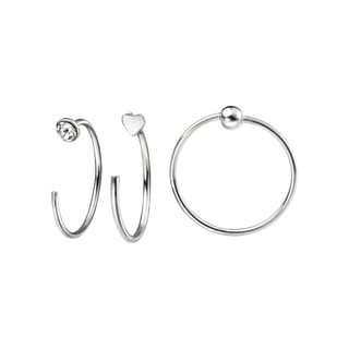 Silver Pack of 3 Nose Rings