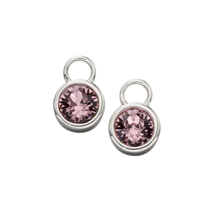 Silver Pale Pink Crystal Hoop Earring Charms