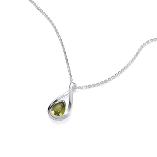 Silver Peridot Trillion Necklace