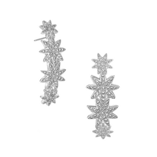 Silver Star Statement Bar Drop Earrings