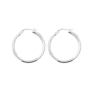 Silver 20mm Plain Rounded Hoop Earrings