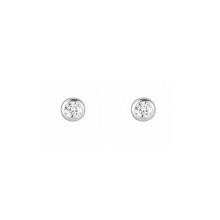 Silver 2mm Bezel Set CZ Stud Earrings