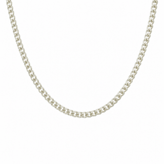 Silver chain necklace on a white background