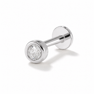 Silver 3mm CZ Bezel Set Cartilage Stud