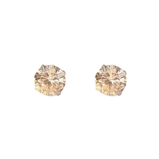 Silver 4mm Champagne CZ Stud Earrings